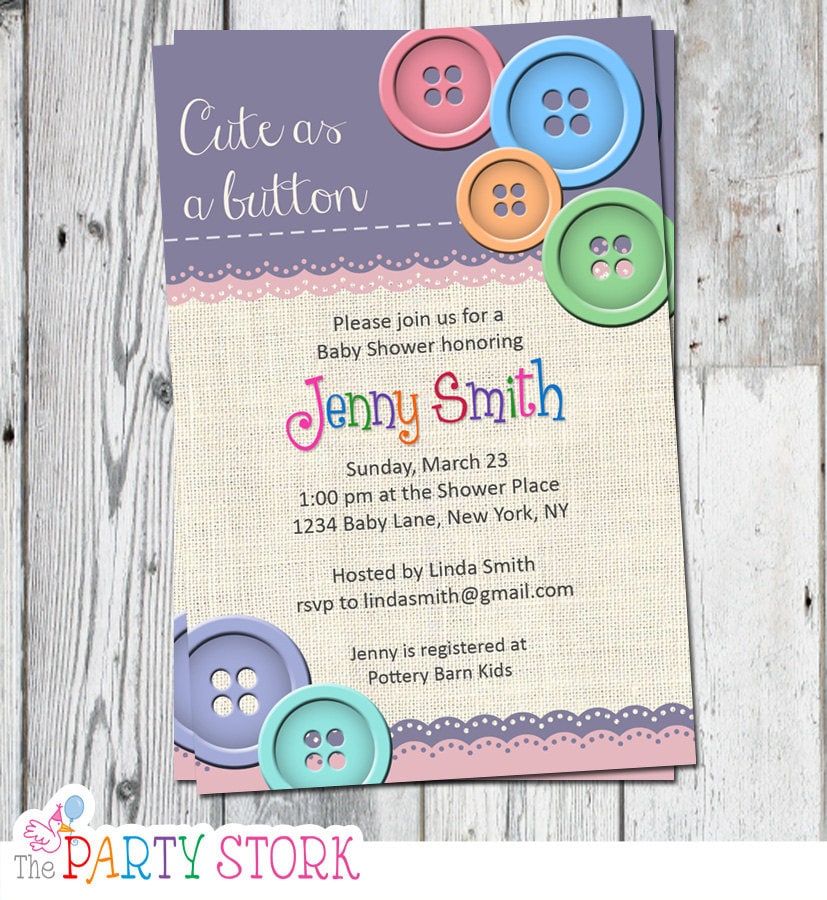 Cute as a Button Invitation Cute as a Button Baby Shower Etsy