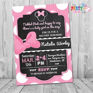 Minnie Mouse Baby Shower Invitation | Printable Minnie Mouse Baby Shower Invitation for Girl | Pink and Black