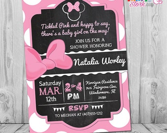Minnie Mouse Baby Shower Invitation | Printable Minnie Mouse Baby Shower Invitation for Girl | Pink and Black