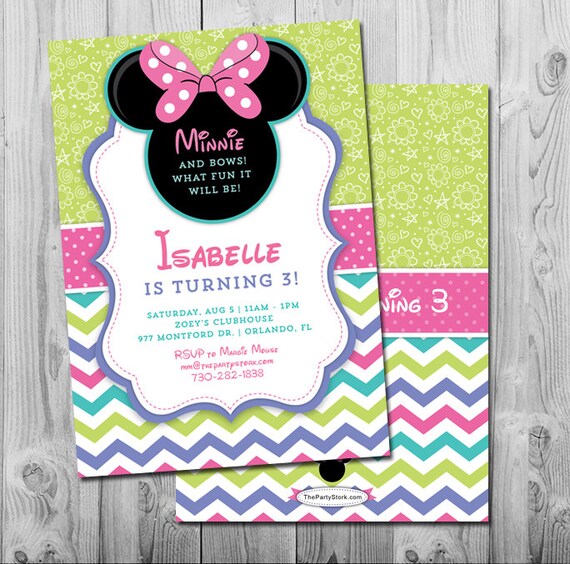 Minnie Mouse Bowtique Invitations Bowtique - Etsy