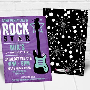 Printable Birthday Invitations Girl Rock Star