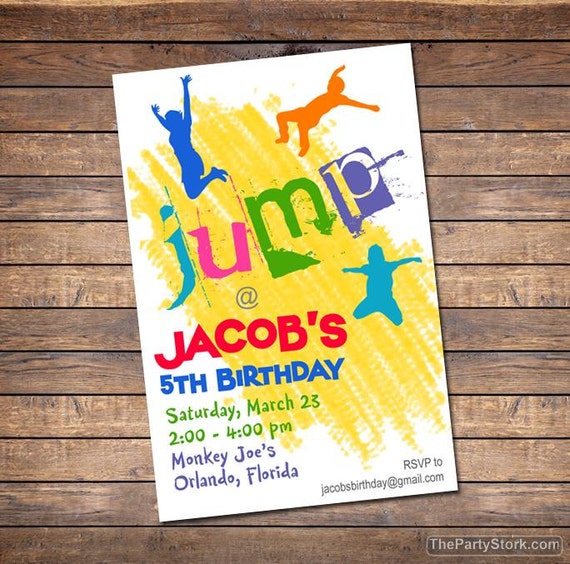 Trampoline Invitation | Printable | Boy or Girl Birthday Party Invite | JUMP Il_570xn