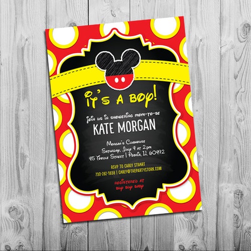 Mickey Mouse Baby Shower Invitation Baby Boy. Editable Etsy