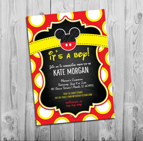 mickey baby shower invitations