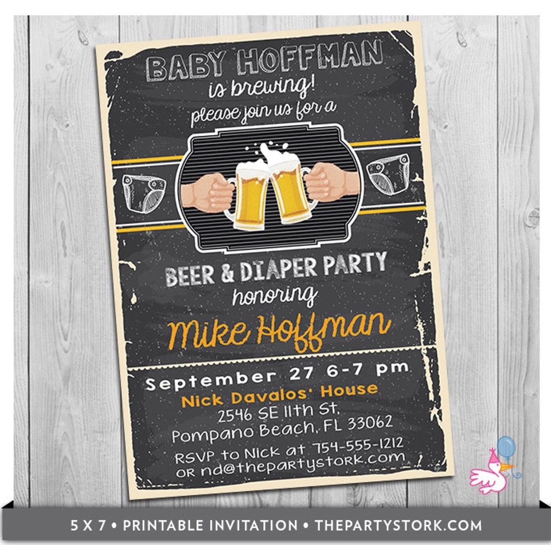 Beer and Diaper Party Invitation Dad Beer Baby Shower Etsy