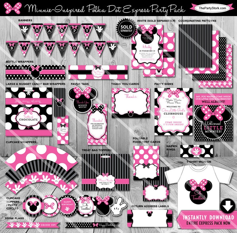 Minnie Invitation, Minnie Mouse Party, Minnie Mouse Invite Minnie Mouse Invitation 1st Birthday 2nd Birthday 3rd Birthday Hot Pink and Black image 3
