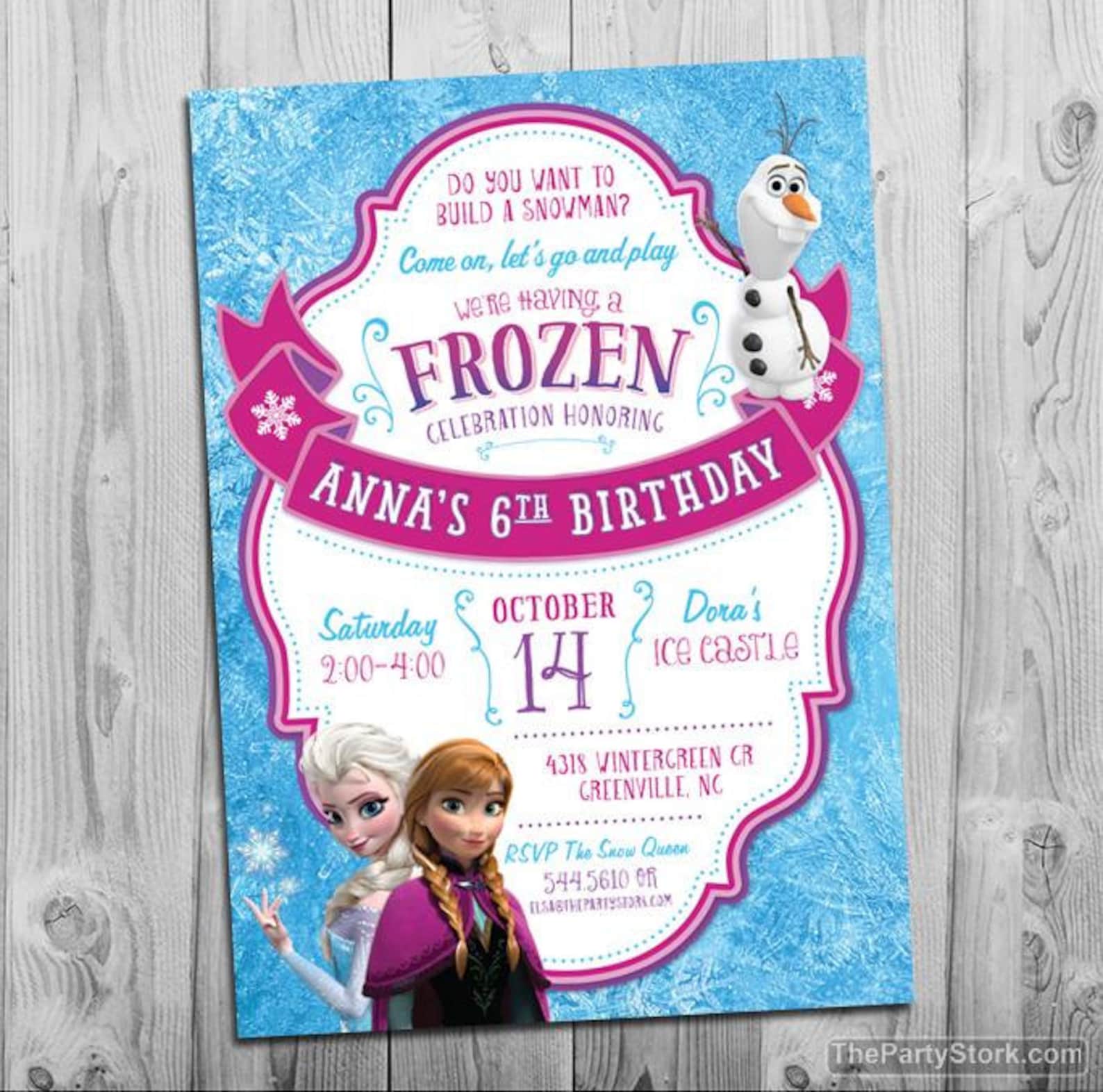 Frozen Birthday Party Invitation Printable Frozen Invite Etsy