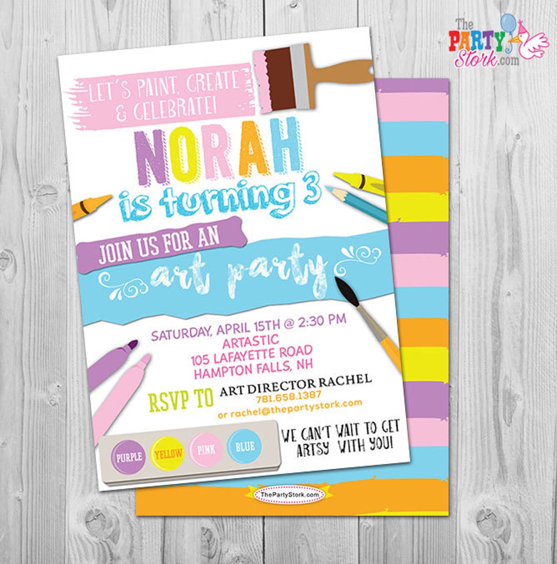 Art Party Invite Art Party Invitation Digital Art Party Etsy