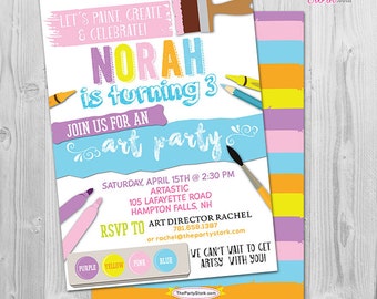 Art Party Invite, Art Party Invitation Digital, Art Party Invitation Download, Art Birthday Invites,  Paint Party Invitation for Kids PDF