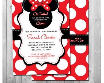 Minnie Mouse Baby Shower Invitation Red Minnie Baby Shower Invitation Printable Minnie Mouse Baby Shower Invites Red and Black Digital