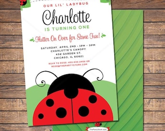 Ladybug Invitation / Printable Red Ladybug Invite / 1st Birthday Ladybug Invitations / Girls Birthday Party Invites