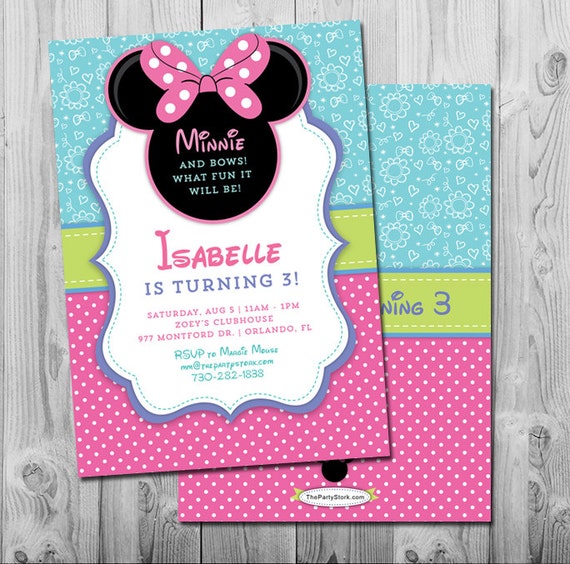 Minnie Mouse Birthday Invitation | Minnie Bow-tique Theme | Minnie Mouse Bowtique Printable Il_570xn