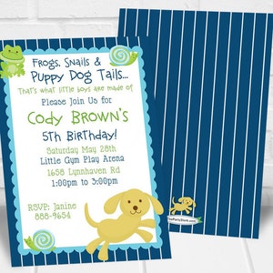 Puppy Party, Boy First 1st Birthday Invitation, Puppy Party Invitation, Frogs Snails and Puppy Dog Tails Invitation, Snips and Snails Invite