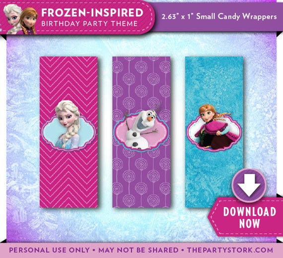 Frozen Mini Candy Bar Wrappers | Printable Hershey Nugget Chocolate Wrapper | Anna Elsa Olaf | Instant Download | Invitation Available Il_570xn