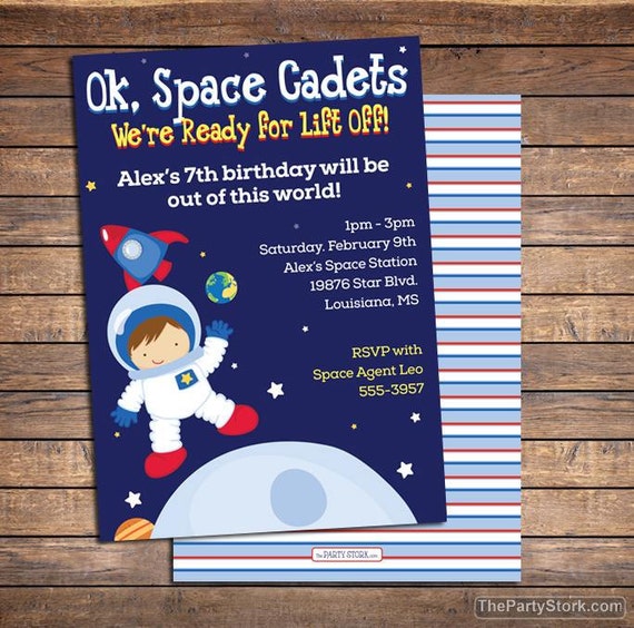 Space Birthday Invitation Space Birthday Party Space Etsy