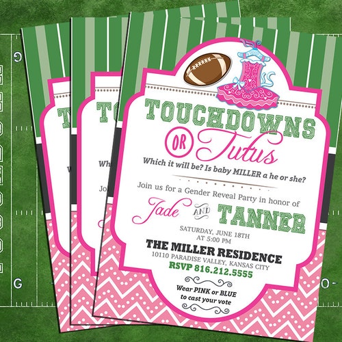 Editable Touchdown or Tutus Gender Reveal Invite Touchdowns - Etsy