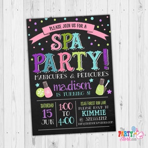 Spa Party Invitation, Girls Spa Birthday Party Invitation, Invitation Printable, Girl Spa Party Invitation, Nail Salon Party, Pedicure Party