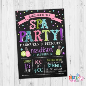 Invitation fête spa pour filles, fête d'anniversaire spa pour filles, invitation fête spa, fête manucure pédicure imprimable – téléchargement numérique