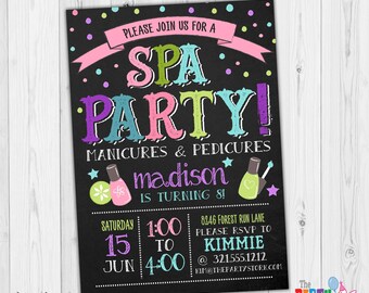 Spa Party Invitation Girls Spa Birthday Party Invitation, Spa Party Invitation Printable Manicure Pedicure Party – Digital Download