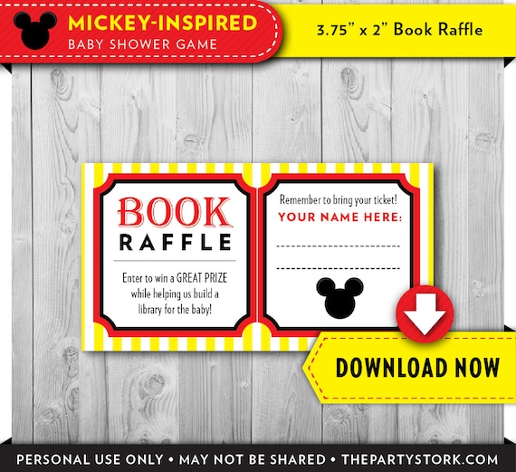 Mickey Mouse Baby Shower | Book Raffle Ticket | Red | Printable Mickey Card Game | Decorations & Invitation Available INSTANT DOWNLOAD Il_570xn