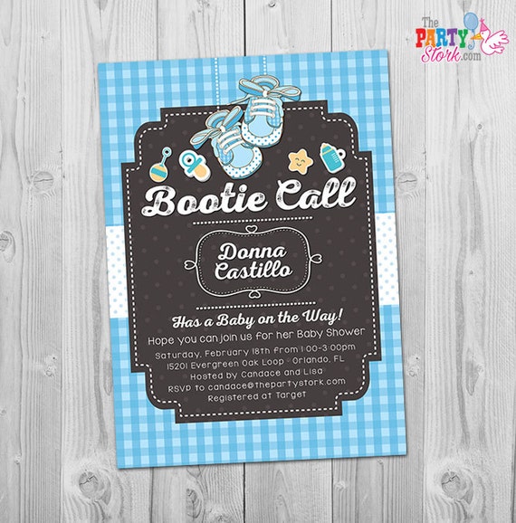 funny baby shower invitation, bootie call invitation, funny boy baby shower  invitation, bootie baby shower invite, unique baby shower invite