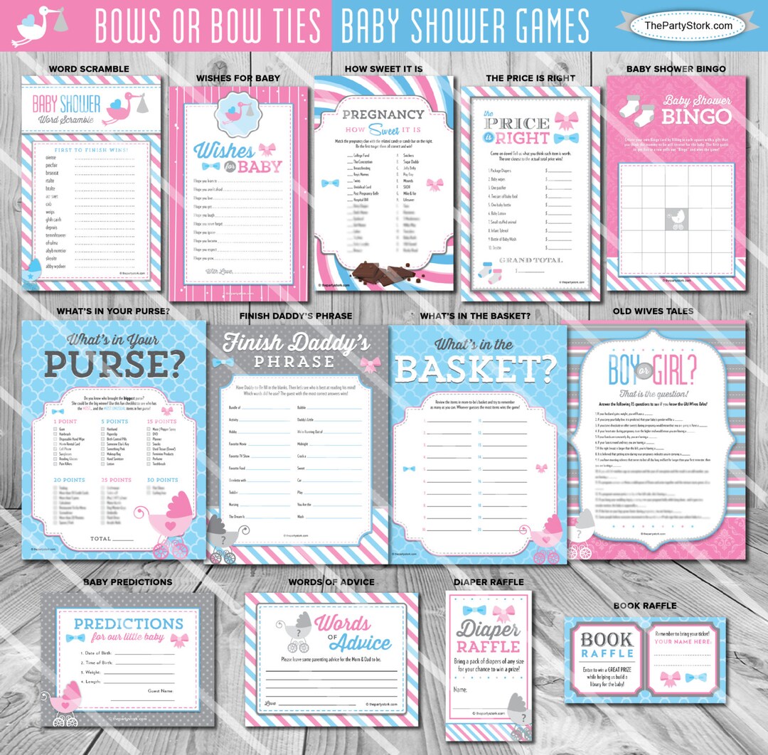 Gender Reveal Games Printable Gender Reveal Party Games Baby Reveal ...