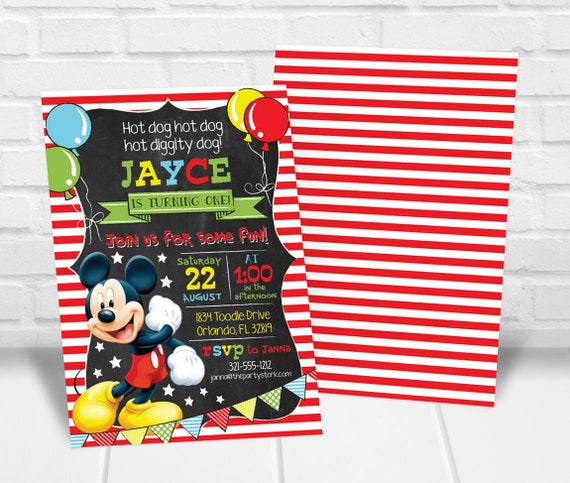 Mickey Invitations Mickey First Birthday Invitation Mickey Invites