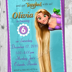 Tangled Invitation, Tangled Birthday, Rapunzel Invitation, Tangled Party, Girl Tangled Birthday Invitation, Tangled Invite, Rapunzel Party image 1