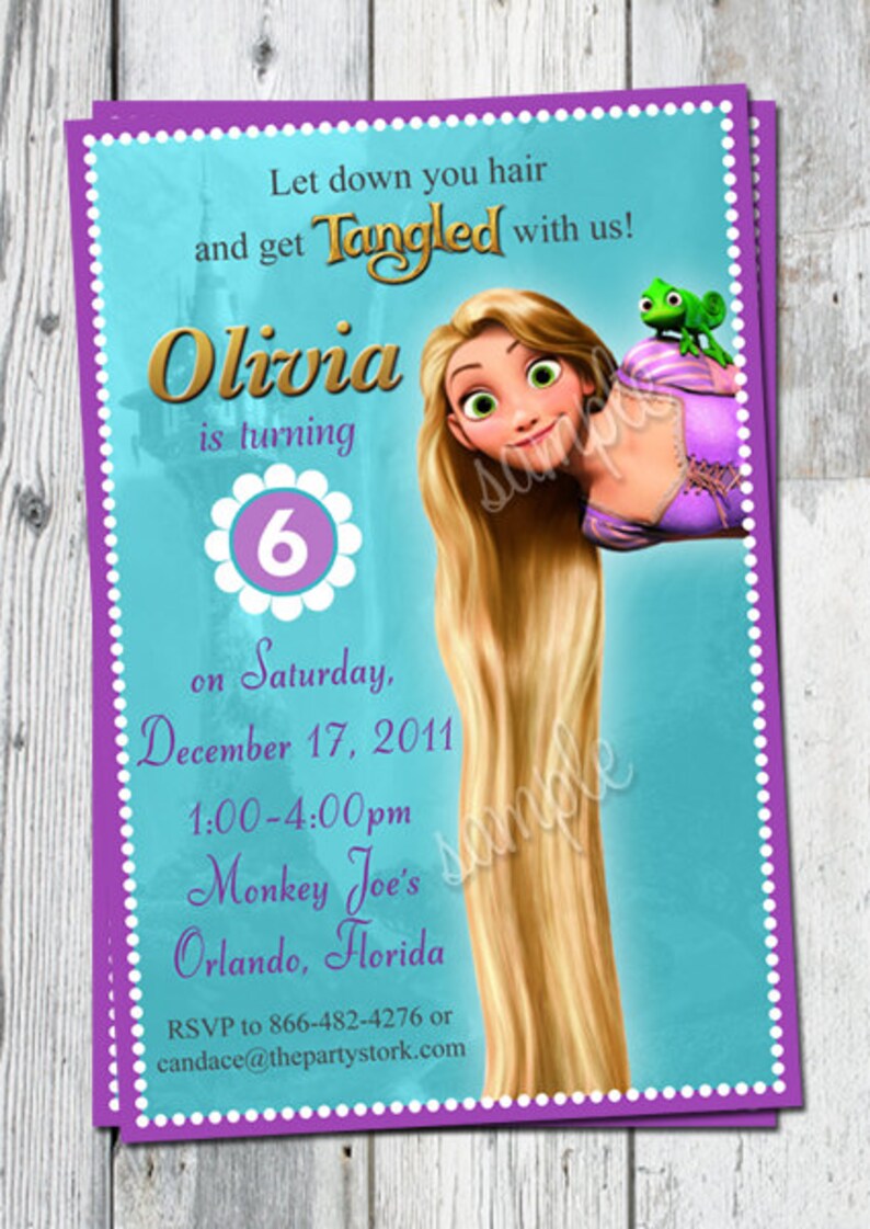 Tangled Invitation, Tangled Birthday, Rapunzel Invitation, Tangled Party, Girl Tangled Birthday Invitation, Tangled Invite, Rapunzel Party image 1