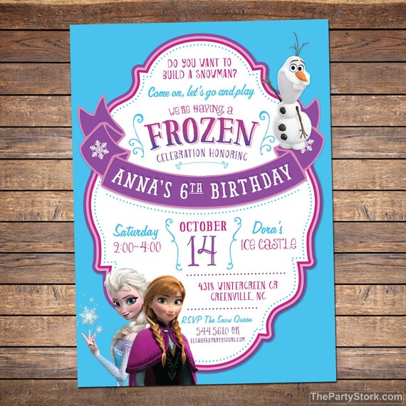 Printable Frozen Invitation | Invite with Elsa, Anna and Olaf | Teal Blue Purple Pink | Boy or Girl | Decorations Coming Soon! Il_570xn