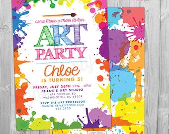 Art Paint Party Invitations: Printable Birthday Invitation