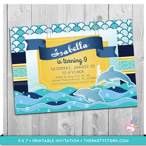 Invitations dauphins, fête des dauphins, Invitations de fête d'anniversaire dauphins imprimables