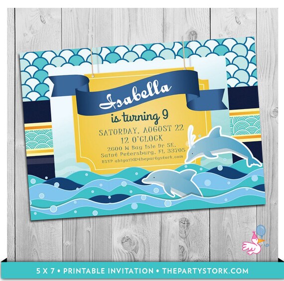 Dolphin Invitations Dolphin Party Printable Dolphin Birthday Party 