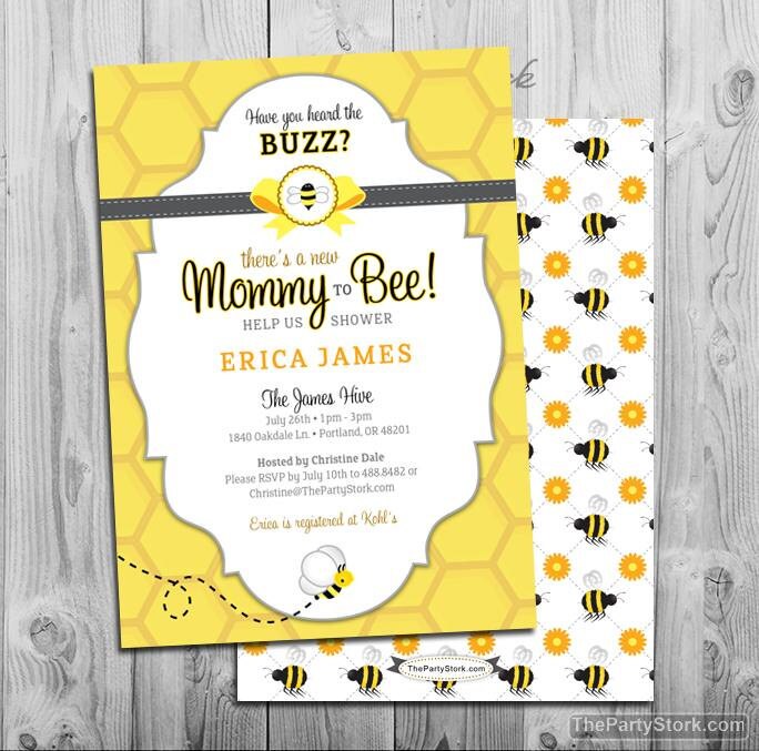Bee Baby Shower Invitation Printable Mommy to Bee Invitations FREE Back ...