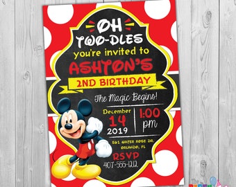 Oh Twodles Invitation, Mickey Mouse Invitation Oh Twodles Birthday Mickey Mouse Birthday Mickey Invitation Red 2nd Birthday Toodles, Digital