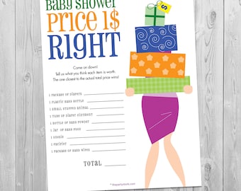 Price is Right Baby Shower Game Boy Girl, The Price is Right Baby Shower Game, Price is Right Game Printable Gender Neutral Baby Shower Game