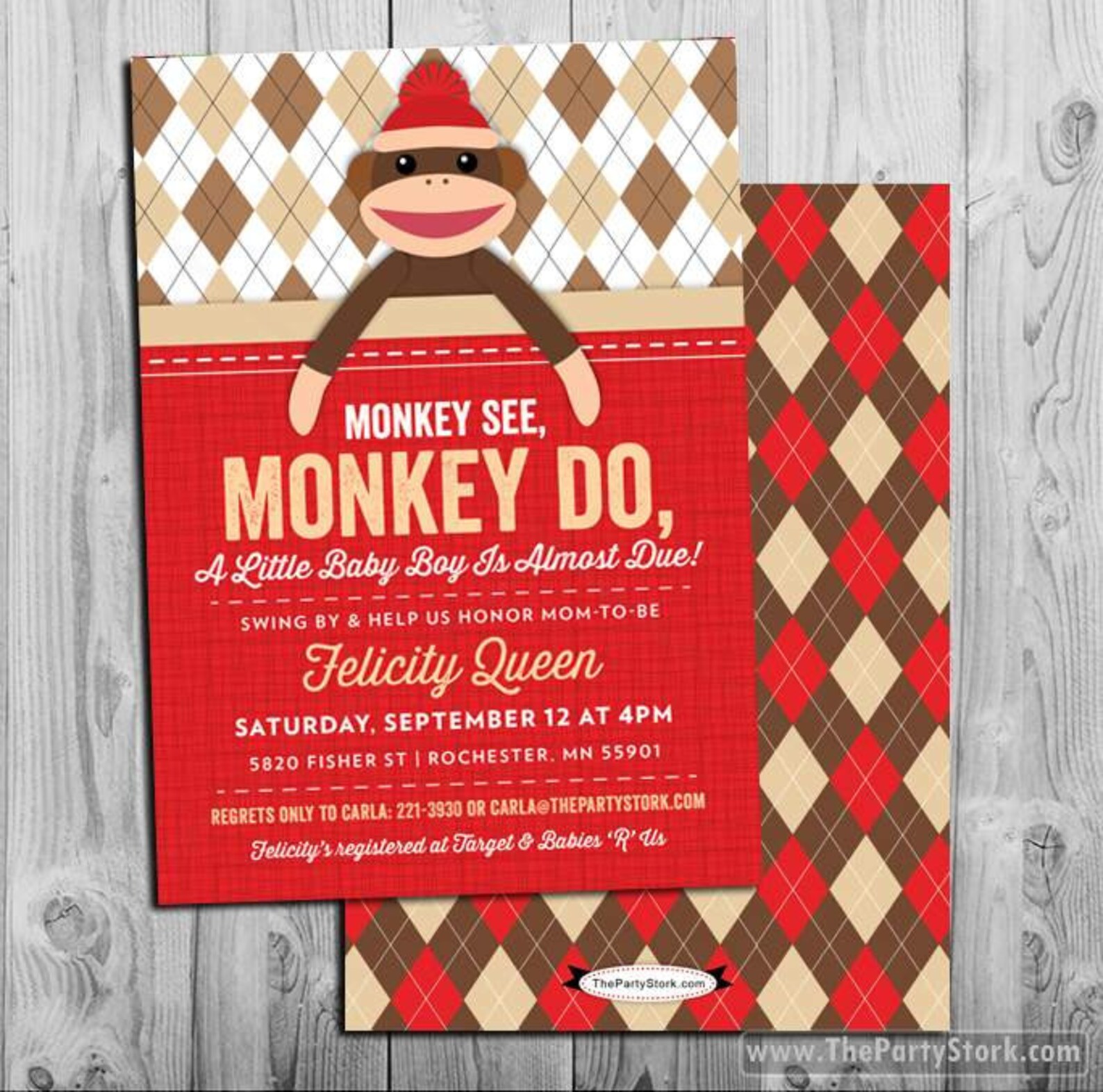 Sock Monkey Baby Shower Invitation Unique Printable DIY Etsy