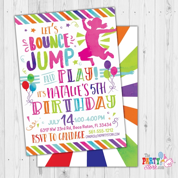Trampoline Party Invitation: Custom Printable Girls JUMP Birthday Invitations | Digital Invite | Jumping Birthday Invites Il_570xn