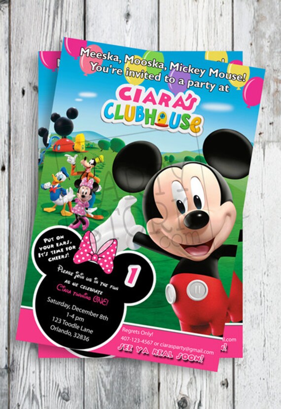 Minnie Mouse Invites, Minnie Mouse First Birthday Invites, Printable Minnie Mouse Invite, Minnie Mouse Clubhouse Invites Il_570xn
