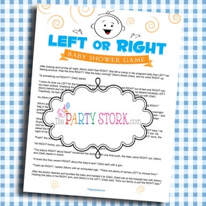 Printable Baby Shower Game, Left or Right Game, Unique, Fun, Boy, Girl, Digital, Baby Shower Activity Card, DIY INSTANT DOWNLOAD image 2