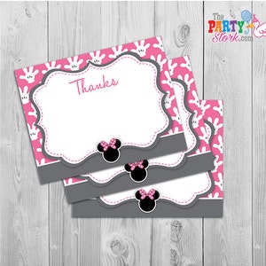 Minnie Mouse Invitation Oh Twodles Invitation, 2nd Birthday Minnie Mouse Invitation FREE Thank You Card, Printable Grey Pink Black image 3