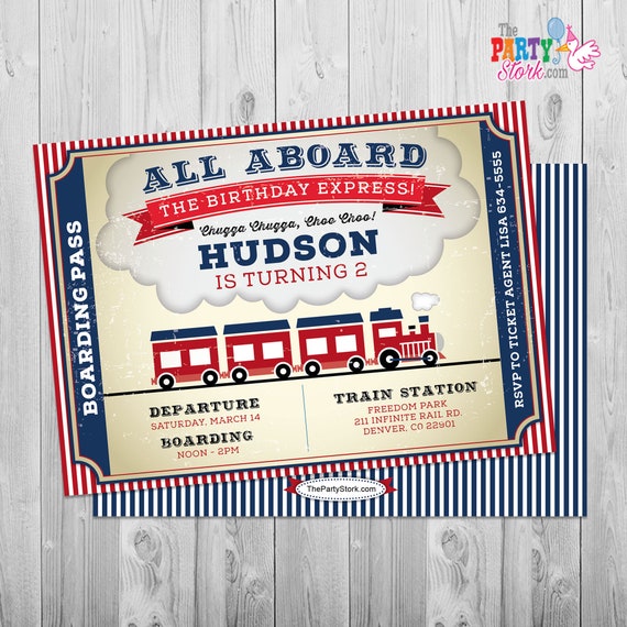 Choo Choo Train Birthday Invitation, Two Two Train Birthday Invitation, Printable or Printed Train Invite for Boys, Train Party 2nd Birthday Il_570xn