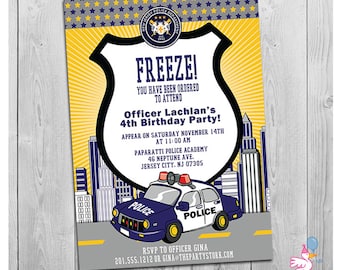 Police Car Invitation: Printable Personalized Boys Cop Birthday Party Invitation | Kids Invites | Police Officer Card