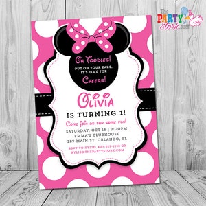 Minnie Mouse Invites, Minnie Mouse Party, Third Birthday Girl, Minnie Invitations, Minnie Mouse Invitation, 1st, 2nd, Girl Birthday Invites