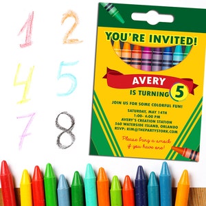 Crayon Party Invitation: Crayon Party Printable, Birthday Invitation ...