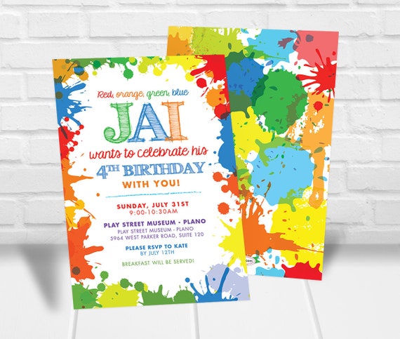 Boys Art Party Invitation Download Boys Art Party Invitaton Boys Digital Paint Party Invitation Paint Splatter Invitation Art Party Invite Il_570xn