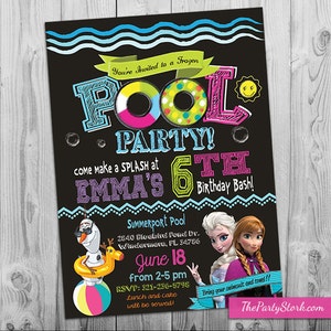 Gefrorener Pool-Party-Einladung, Gefrorene Pool-Party, Gefrorene Pool-Party lädt ein, Gefrorener Sommer-Einladung - Printable