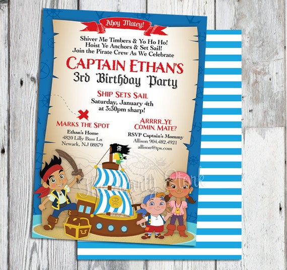 Jake and the Neverland Pirate Invitations, Jake and the Neverland
