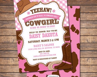 Cowgirl Baby Shower Invitation, Cowgirl Baby Shower, Cowgirl Baby Shower Invites, Printable Baby Shower Invitation Girl, Wester Baby Shower