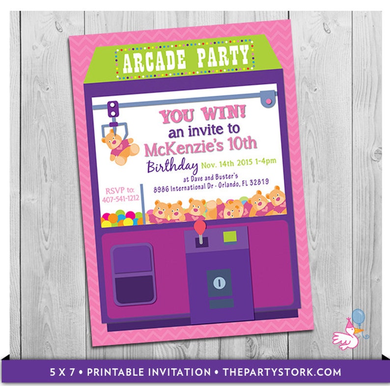 Arcade Birthday Party Invitations